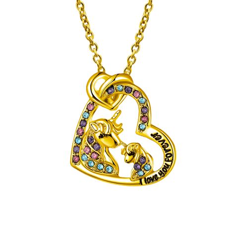 Artistic Animal Unicorn Alloy Plating Inlay Rhinestones Gold Plated Silver Plated Women's Pendant Necklace