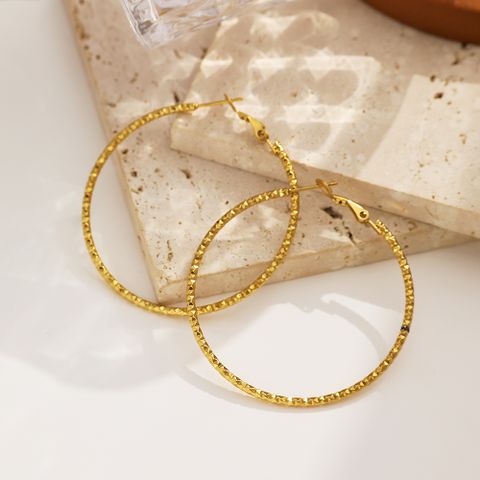 1 Pair Simple Style Classic Style Circle Round Plating 304 Stainless Steel Titanium Steel 18K Gold Plated Hoop Earrings