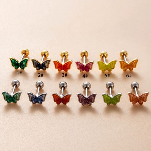 1 Piece Ear Cartilage Rings & Studs Simple Style Classic Style Butterfly Copper Butterfly Ear Cartilage Rings & Studs