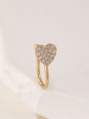 1 Piece Nose Rings & Studs Casual Simple Style Heart Shape Alloy Inlay Glass Gold Plated Nose Rings & Studs