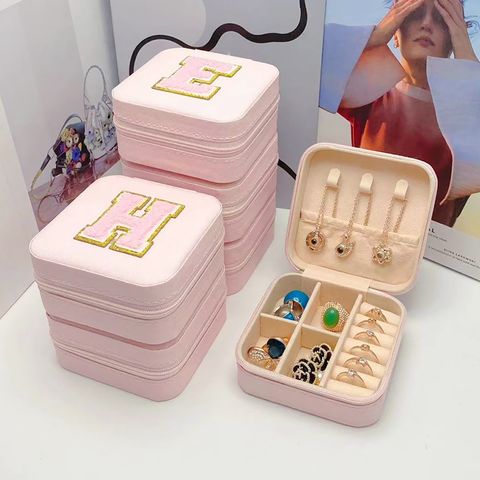 Simple Style Letter Pu Leather Jewelry Boxes