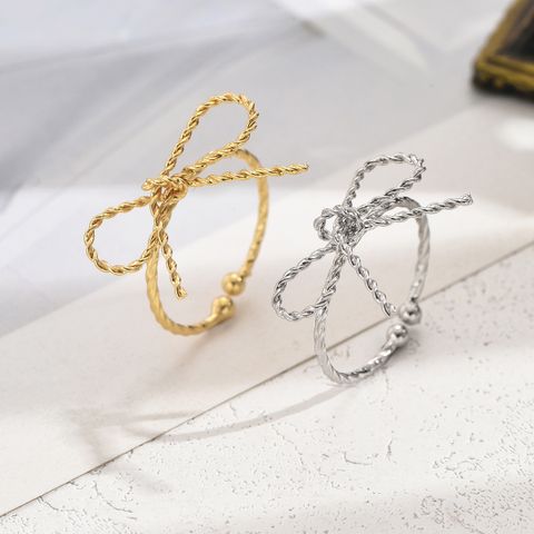 Wholesale Simple Style Bow Knot Copper Plating Open Rings