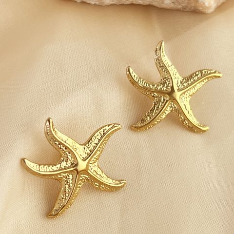 1 Pair Elegant Starfish 201 Stainless Steel 304 Stainless Steel 14K Gold Plated Ear Studs