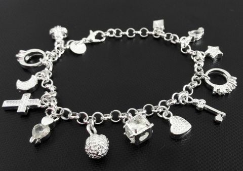 Chinoiserie Cross Star Heart Shape Alloy Plating Silver Plated Women's Bracelets