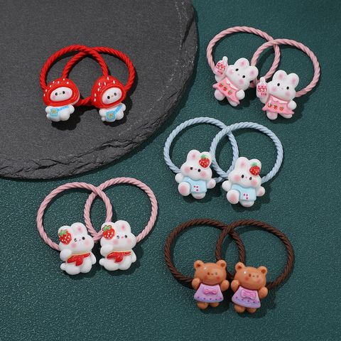 Kid'S Cartoon Style Cute Sweet Bear Plastic Rubber Band Hair Tie