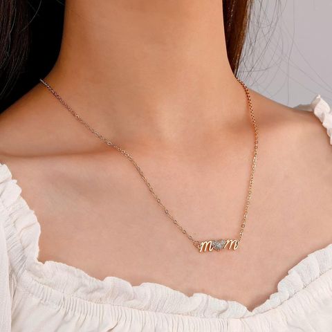 Copper Simple Style Diamond Letter Heart Shape Necklace