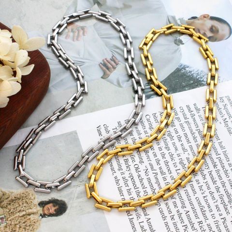 304 Stainless Steel 18K Gold Plated Vacation Solid Color Bracelets Necklace
