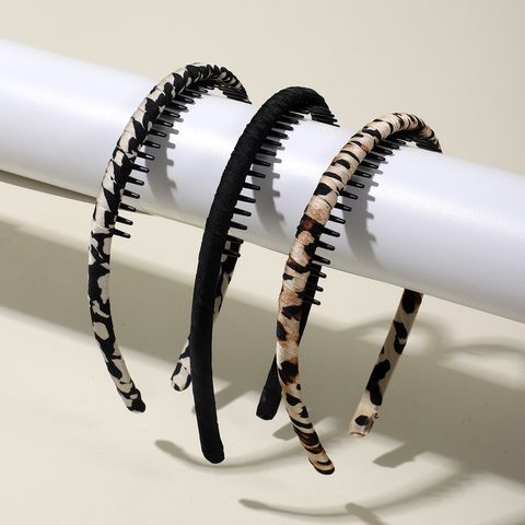 Women's Basic Artistic Leopard Plastic Fabric Woven Belt Hair Band