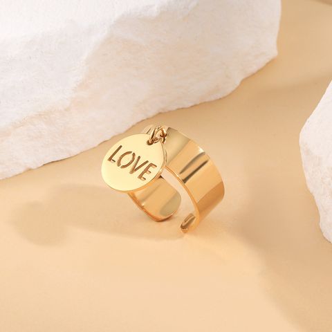 304 Stainless Steel 14K Gold Plated Retro Geometric Charm Rings