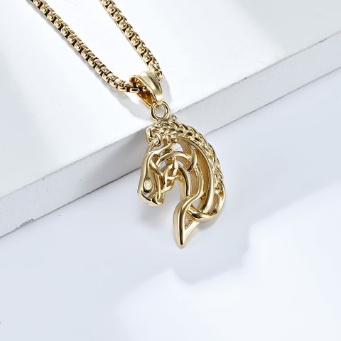 Simple Style Cows 304 Stainless Steel Rhinestones 18K Gold Plated Unisex Pendant Necklace