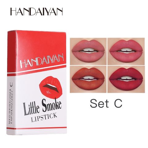 4 Packs Of Fashionable Matte Velvet Small Cigarettes Not Easy To Fade Lipstick