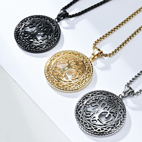 Simple Style Crack 304 Stainless Steel Rhinestones 18K Gold Plated Unisex Pendant Necklace