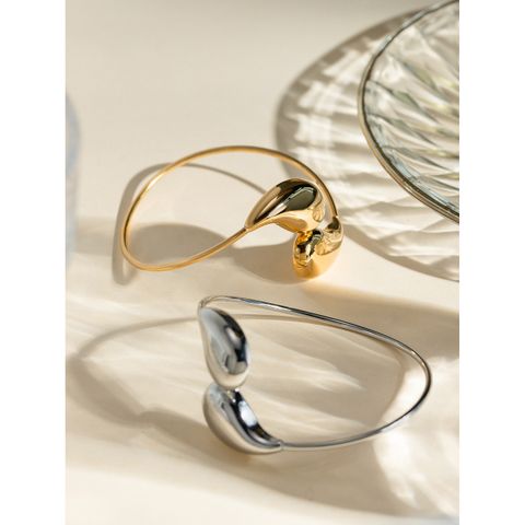 Modern Style Simple Style Classic Style Water Droplets Solid Color 304 Stainless Steel 18K Gold Plated Bangle In Bulk