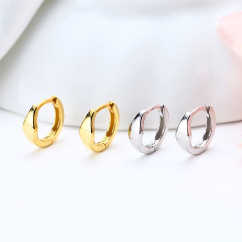 1 Pair Simple Style Round Plating Sterling Silver Earrings