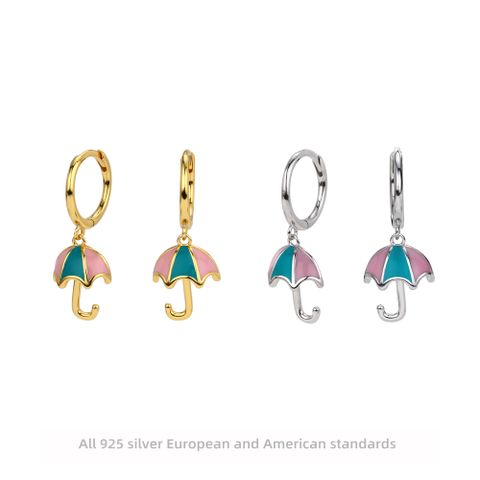 1 Pair Novelty Simple Style Umbrella Enamel Sterling Silver Drop Earrings
