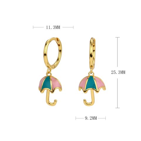 1 Pair Novelty Simple Style Umbrella Enamel Sterling Silver Drop Earrings