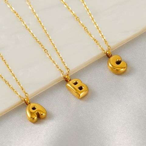 304 Stainless Steel 18K Gold Plated Simple Style Plating Letter Pendant Necklace