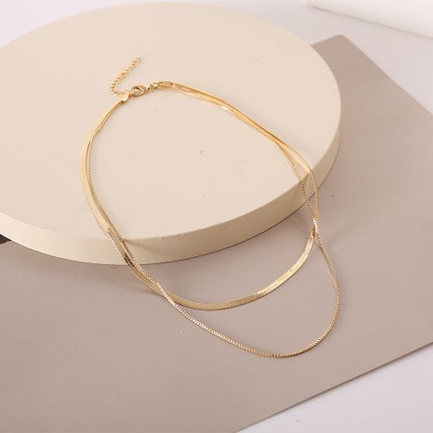 Iron Copper Retro Plating Solid Color Layered Necklaces