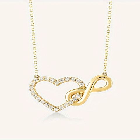 Simple Style Classic Style Number Heart Shape Alloy Plating Inlay Rhinestones K Gold Plated Women's Pendant Necklace
