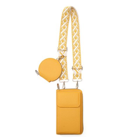Women's Pu Leather Solid Color Basic Zipper Phone Wallets Crossbody Bag