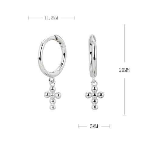 1 Pair Basic Cross Plating Sterling Silver Earrings