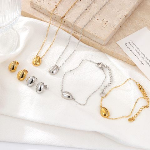 304 Stainless Steel White Gold Plated Gold Plated Vintage Style Simple Style Plating Inlay Geometric Solid Color Zircon Bracelets Earrings Necklace