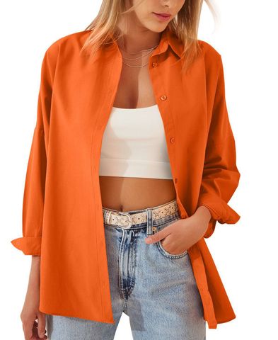 Women's Blouse Long Sleeve Blouses Button Streetwear Solid Color