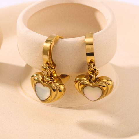 1 Pair Vintage Style Simple Style Heart Shape Plating 304 Stainless Steel 18K Gold Plated Drop Earrings
