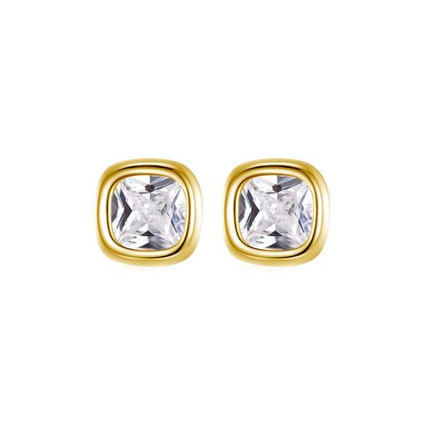 Elegant Lady Streetwear Geometric 18K Gold Plated White Gold Plated Zircon Sterling Silver Wholesale Earrings Necklace Jewelry Set