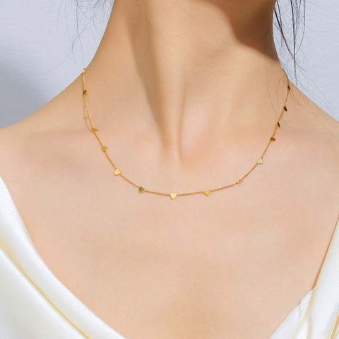 304 Stainless Steel 18K Gold Plated Lady Solid Color Classic Style Plating Geometric Water Droplets Solid Color Necklace
