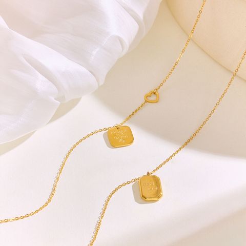 304 Stainless Steel 18K Gold Plated Y2K Casual Classic Style Plating Square Heart Shape Pendant Necklace