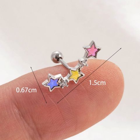 1 Piece Ear Cartilage Rings & Studs Simple Style Classic Style Star Copper Inlay Acrylic Ear Cartilage Rings & Studs