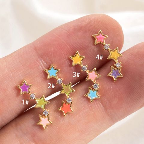 1 Piece Ear Cartilage Rings & Studs Simple Style Classic Style Star Copper Inlay Acrylic Ear Cartilage Rings & Studs