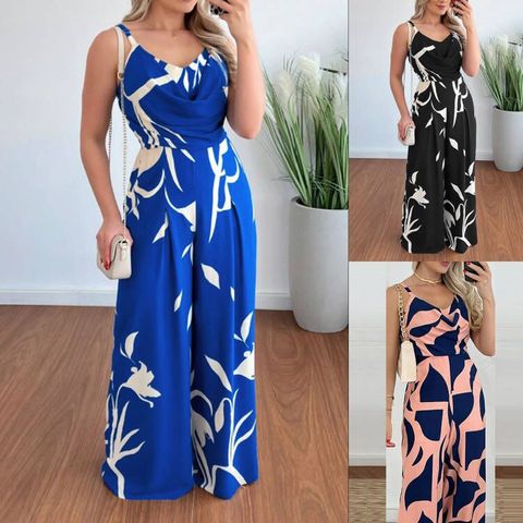 Women's Holiday Daily Streetwear Printing Full Length Jumpsuits