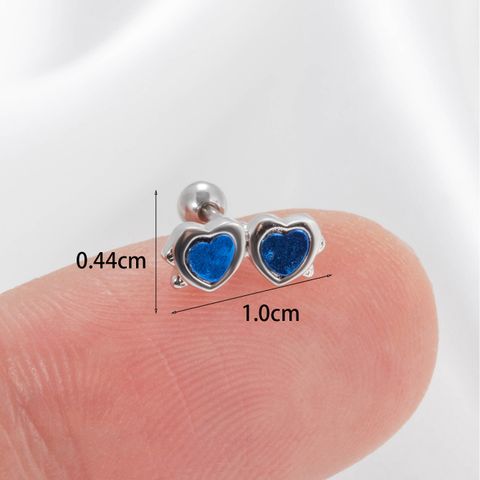 1 Piece Ear Cartilage Rings & Studs Simple Style Classic Style Heart Shape Copper Inlay Acrylic Ear Cartilage Rings & Studs