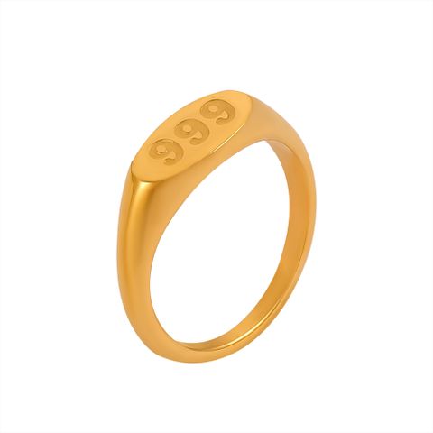 304 Stainless Steel 18K Gold Plated Casual Elegant Simple Style Plating Round Number Oval Rings