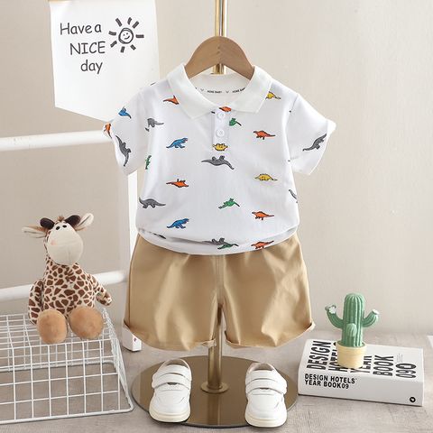 Casual Sports Letter Dinosaur Cotton Boys Clothing Sets