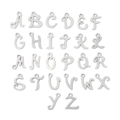 20 PCS/Package 10*13mm 201 Stainless Steel Letter Polished Pendant