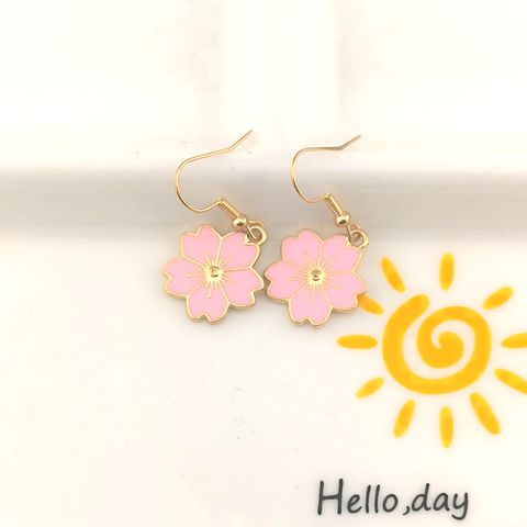 1 Pair Cute Sweet Simple Style Flower Alloy Drop Earrings