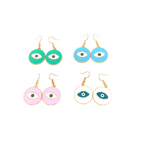 1 Pair Casual Vintage Style Simple Style Round Eye Alloy Drop Earrings