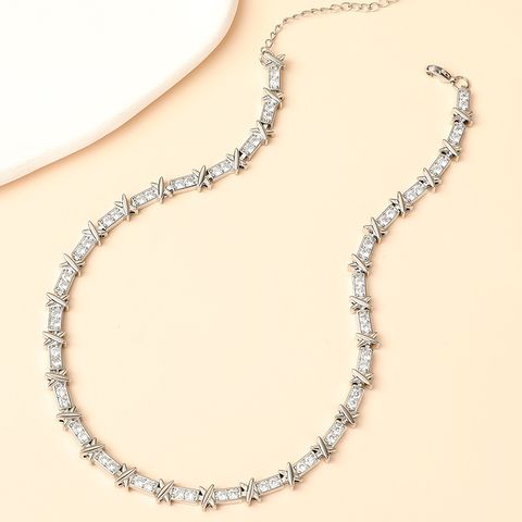 Copper Simple Style Classic Style Inlay Solid Color Zircon Necklace