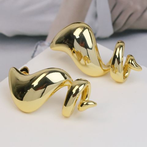 1 Pair Elegant French Style Irregular Plating Brass Drop Earrings