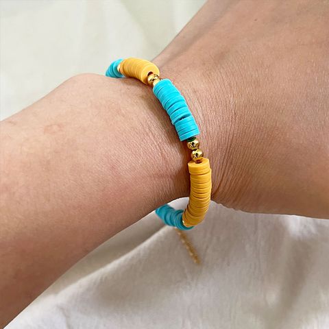 Casual Color Block 304 Stainless Steel Soft Clay Beaded Unisex Bracelets