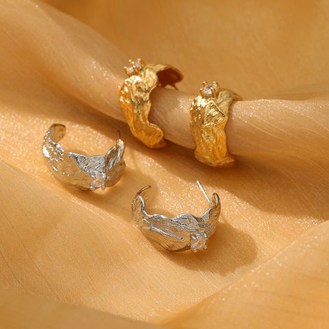 1 Pair Retro Solid Color Plating 304 Stainless Steel Gold Plated Ear Studs