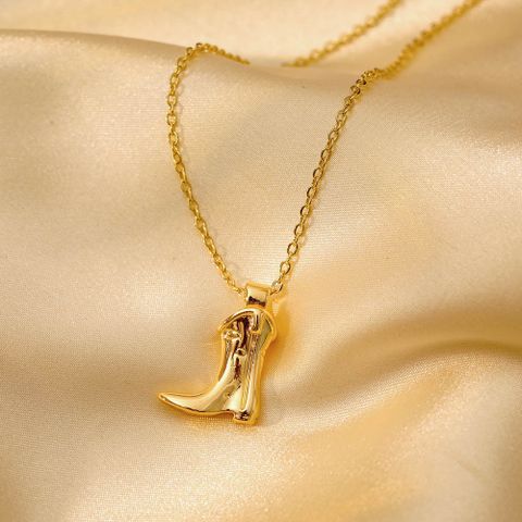 Copper 14K Gold Plated White Gold Plated Casual Simple Style Boots Pendant Necklace