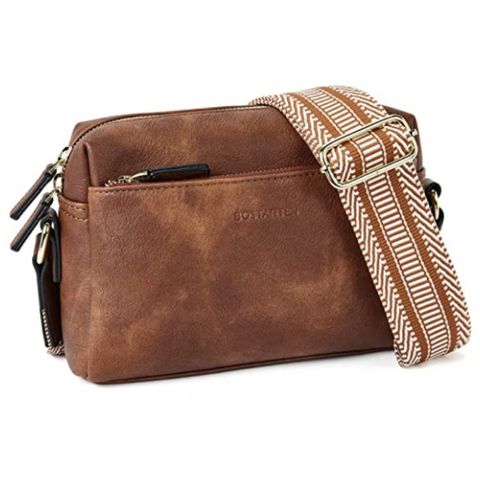 Women's Small Pu Leather Solid Color Basic Vintage Style Zipper Crossbody Bag