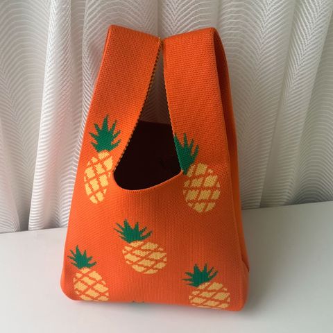 Women's Small Knit Fruit Basic Vintage Style Square Open Handbag