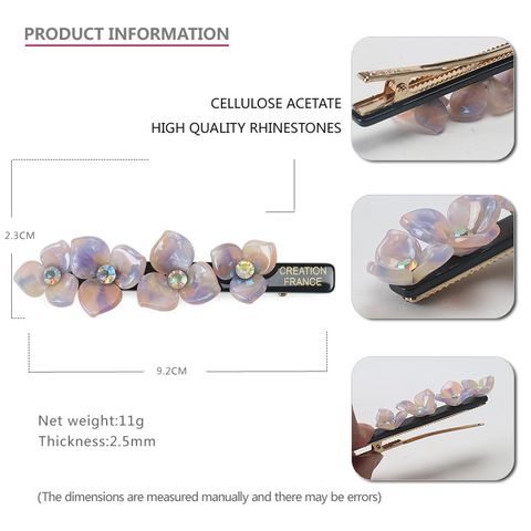 Women's Simple Style Classic Style Flower Acetic Acid Sheets Inlay Rhinestones Hair Clip