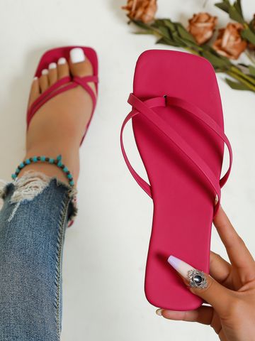 Women's Casual Solid Color Open Toe Flip Flops