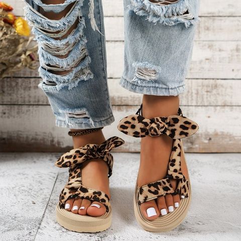 Women's Vintage Style Leopard Open Toe Ankle Strap Sandals
